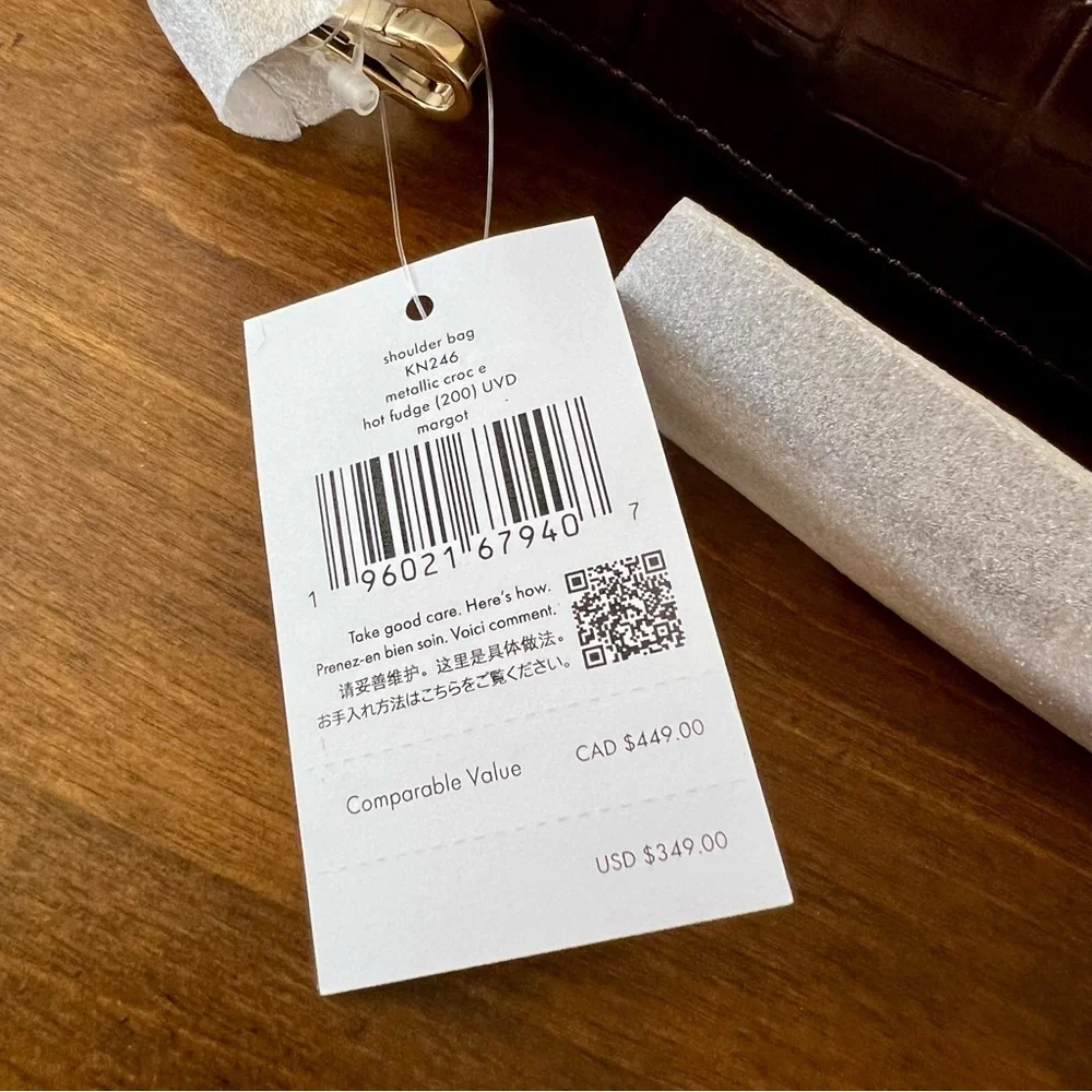 🤎💛 NWT KATE SPADE Margot Metallic Croc Embossed Convertible Shoulder Bag – NEW - Picture 7 of 7